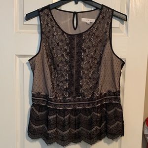 Loft black lace over sheer nude tone bodice